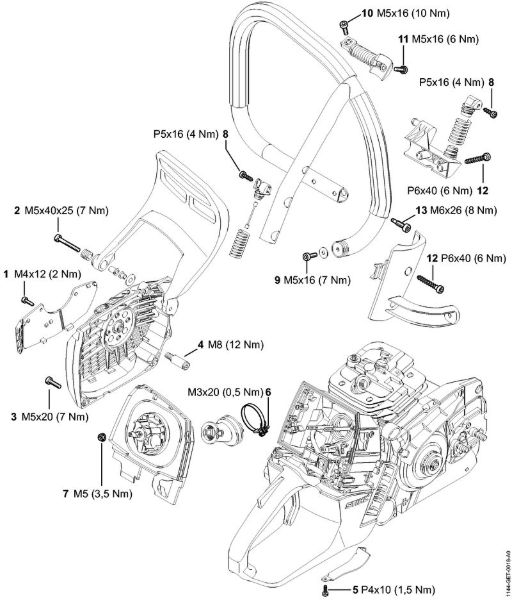 Moto-serras a gasolina (MS) MS 651 Binários de aperto da marca Stihl
