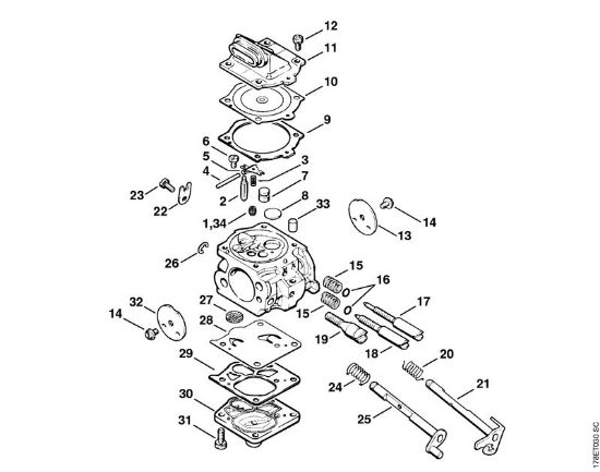 Moto-serras a gasolina (MS) MS 660 Carburador WJ-67 da marca Stihl
