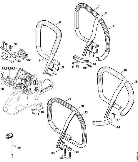 Moto-serras a gasolina (MS) MS 660-W Tubo do punho da marca Stihl