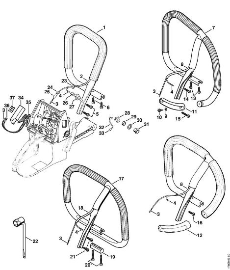 Moto-serras a gasolina (MS) MS 660-W Tubo do punho (Aquecimento) da marca Stihl