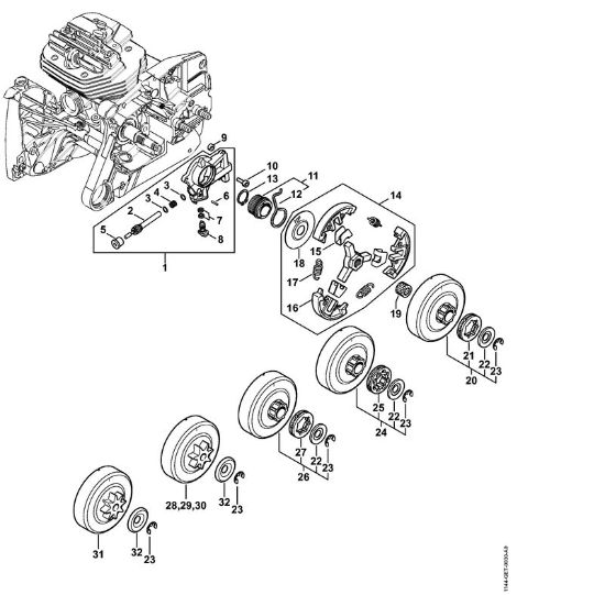 Moto-serras a gasolina (MS) MS 661 C-M Bomba de óleo, Embreagem da marca Stihl