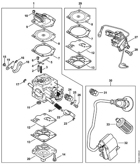 Moto-serras a gasolina (MS) MS 661 C-M Carburador WJ-134 da marca Stihl