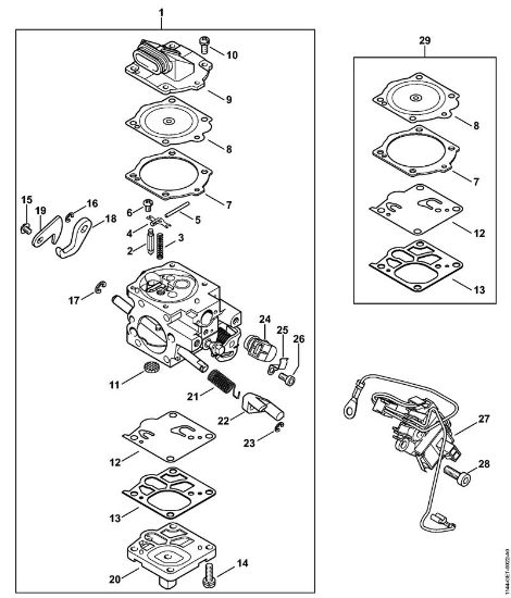 Moto-serras a gasolina (MS) MS 661 C-M Carburador WJ-140 da marca Stihl