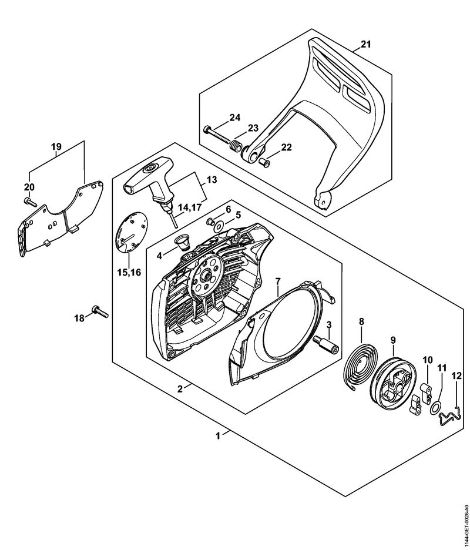 Moto-serras a gasolina (MS) MS 661 C-M W Dispositivo de arranque, Protecção da mão da marca Stihl