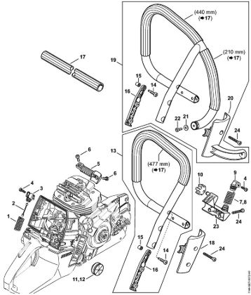 Moto-serras a gasolina (MS) MS 661 C-M W Sistema anti-vibratório, Tubo do punho da marca Stihl