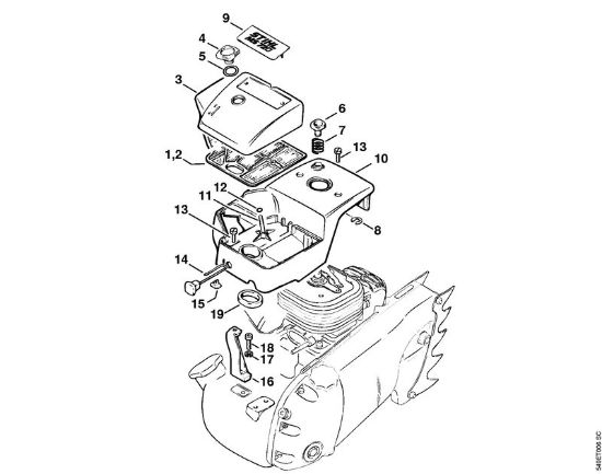 Moto-serras a gasolina (MS) MS 720 Cobertura, Filtro de ar da marca Stihl