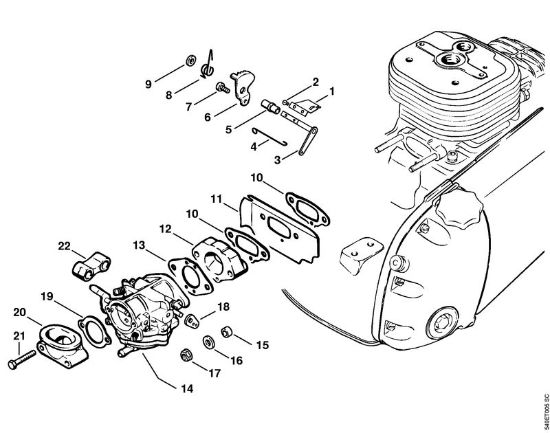 Moto-serras a gasolina (MS) MS 720 Regulador do numero de rotaçÃµes, Carburador da marca Stihl