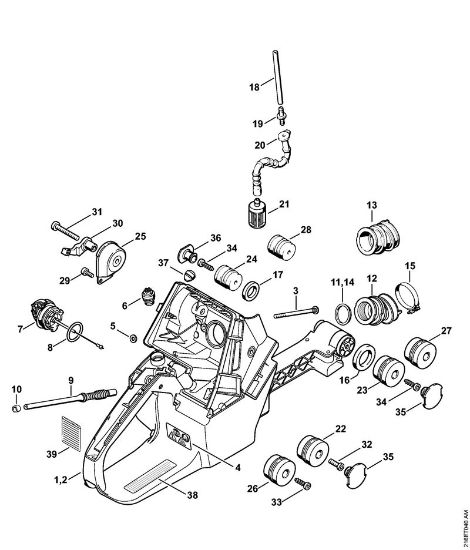 Moto-serras a gasolina (MS) MS 880 Caixa do tanque, Sistema anti-vibratório da marca Stihl