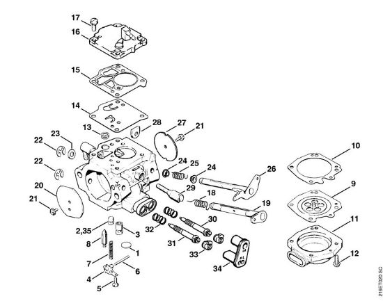 Moto-serras a gasolina (MS) MS 880 Carburador HT-12 (09.2009) da marca Stihl