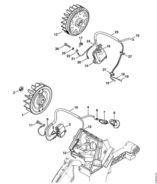 Moto-serras a gasolina (MS) MS 880 Sistema de ignição da marca Stihl