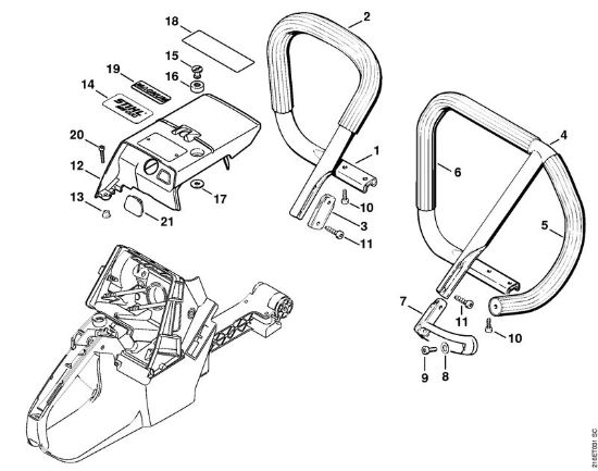 Moto-serras a gasolina (MS) MS 880 Tubo do punho, Cobertura da marca Stihl