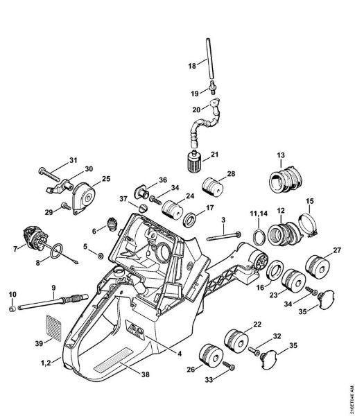 Moto-serras a gasolina (MS) MS 880-R Caixa do tanque, Sistema anti-vibratório da marca Stihl