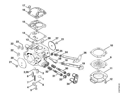 Moto-serras a gasolina (MS) MS 880-R Carburador HT-12 (09.2009) da marca Stihl