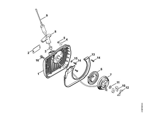 Moto-serras a gasolina (MS) MS 880-R Dispositivo de arranque da marca Stihl