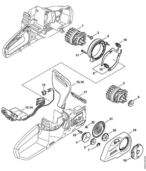 Moto-serras alimentadas a bateria (MSA) MSA 120 C-B Motor eléctrico, Módulo electrónico, Tampa do carreto da marca Stihl