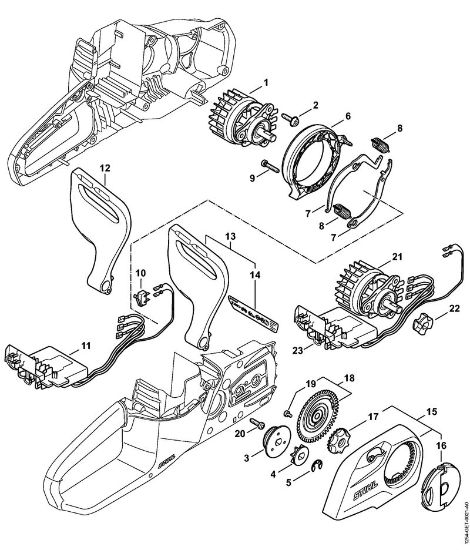Moto-serras alimentadas a bateria (MSA) MSA 140 C-B Motor eléctrico, Módulo electrónico, Tampa do carreto da marca Stihl