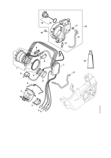 Imagem de Motor eléctrico, Módulo electrónico, Depósito de óleo MSA 161 T