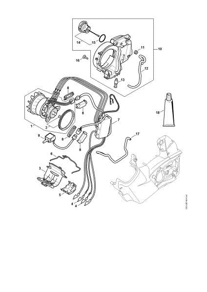 Imagem de Motor eléctrico, Módulo electrónico, Depósito de óleo MSA 161 T