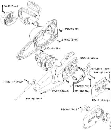 Serras eléctricas (MSE) MSE 230 C-BQ Binários de aperto da marca Stihl