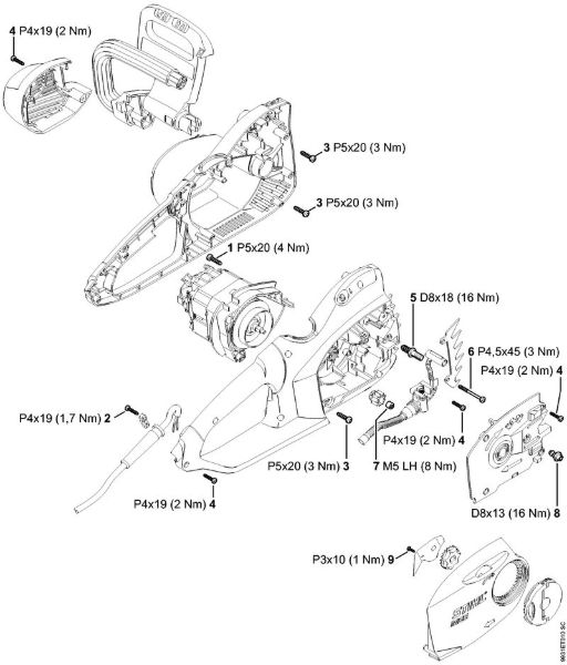 Serras eléctricas (MSE) MSE 230 C-BQ Binários de aperto da marca Stihl