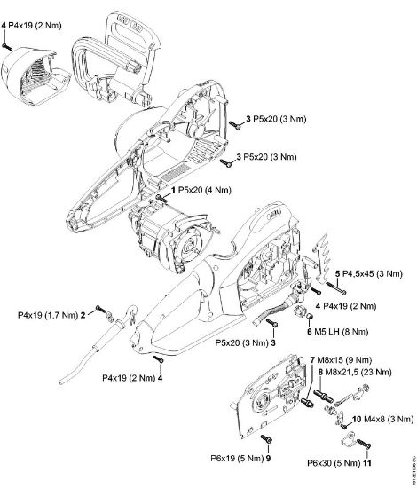 Serras eléctricas (MSE) MSE 250 C-Q Binários de aperto da marca Stihl