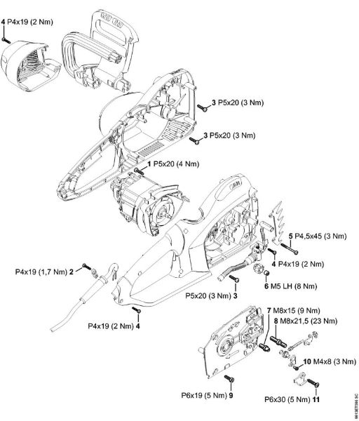Serras eléctricas (MSE) MSE 250 C-Q Binários de aperto da marca Stihl