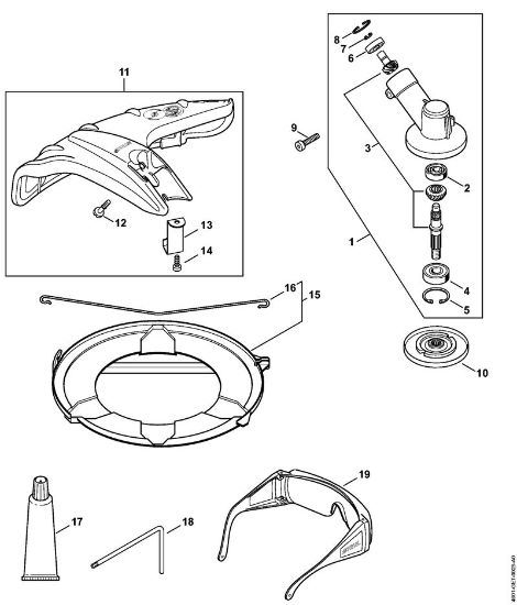 Ferramamentas aplicáveis p. motor multifuncional (-MM) FS-MM Engrenagem, Protecção da marca Stihl