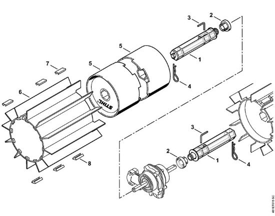 Ferramamentas aplicáveis p. motor multifuncional (-MM) KW-MM Máquina com rolo para varrer KW-MM da marca Stihl