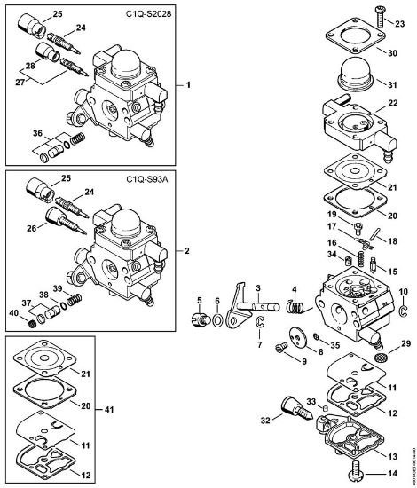 Motor multifuncional (MM) MM 55 Carburador C1Q-S202, C1Q-S93 da marca Stihl