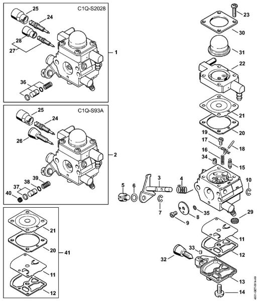 Motor multifuncional (MM) MM 55 Carburador C1Q-S202, C1Q-S93 da marca Stihl
