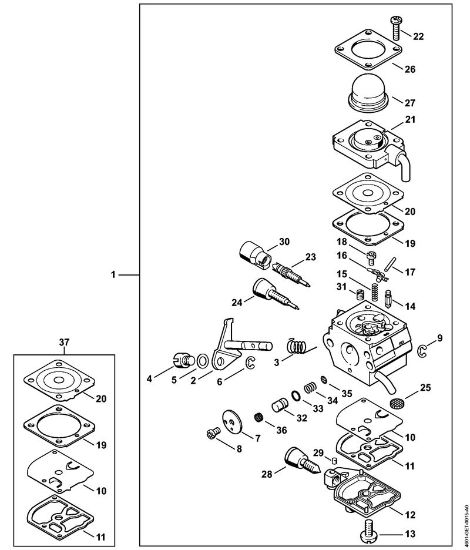 Motor multifuncional (MM) MM 55 Carburador C1Q-S79 da marca Stihl