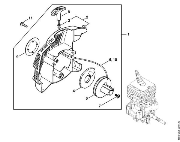Motor multifuncional (MM) MM 56 Dispositivo de arranque da marca Stihl