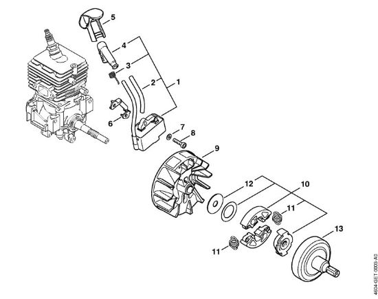 Motor multifuncional (MM) MM 56 Sistema de ignição, Embreagem da marca Stihl