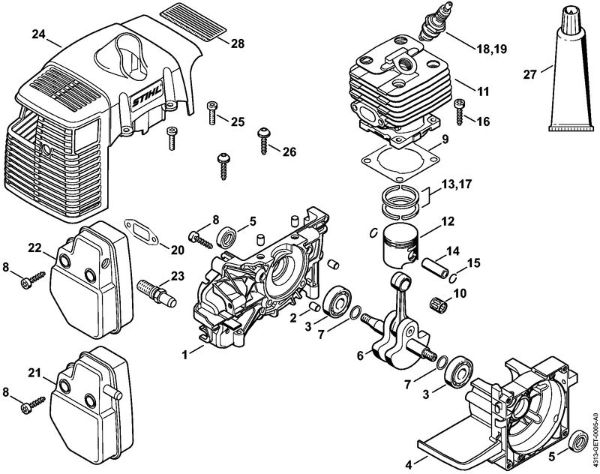 BT 121 BT 121 Caixa da cambota, Cilindro da marca Stihl