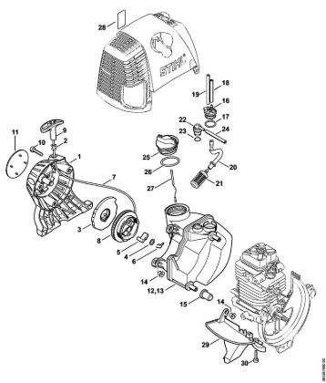 BT 130 BT 130-Z Dispositivo de arranque, Tanque de combustível da marca Stihl