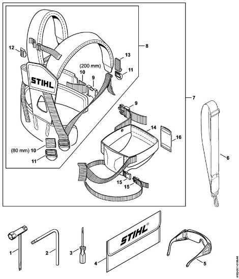 Podadoras (HT) HT 100 Ferramentas, Cinto duplo para os ombros da marca Stihl