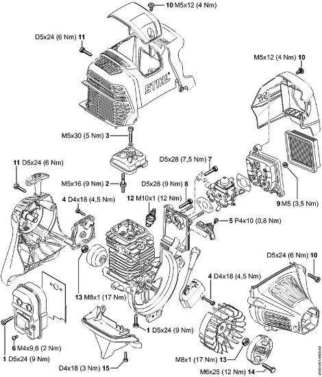 Podadoras (HT) HT 103 Binários de aperto da marca Stihl