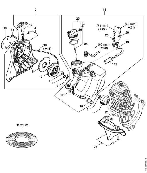 Podadoras (HT) HT 103 Dispositivo de arranque, Tanque de combustível da marca Stihl
