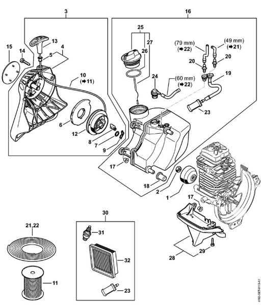 Podadoras (HT) HT 103 Dispositivo de arranque, Tanque de combustível da marca Stihl