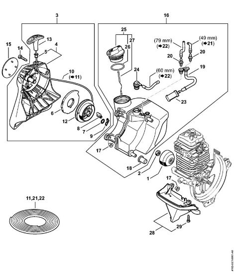 Podadoras (HT) HT 105 Dispositivo de arranque, Tanque de combustível da marca Stihl