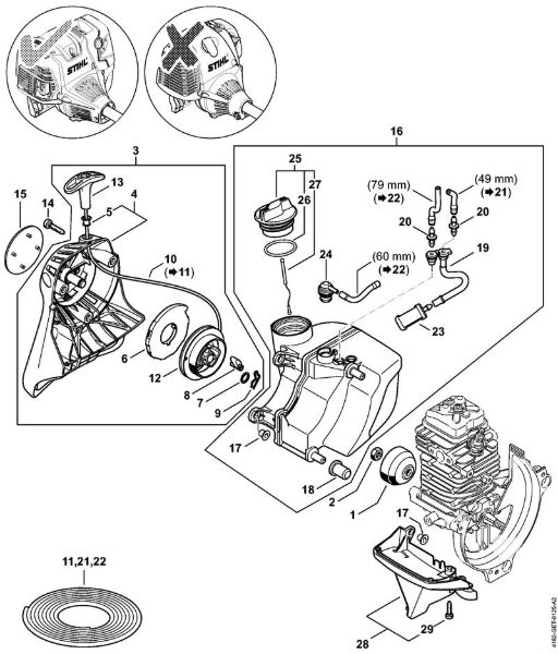 Podadoras (HT) HT 130 Dispositivo de arranque, Tanque de combustível da marca Stihl