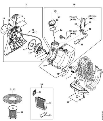Podadoras (HT) HT 135 Dispositivo de arranque, Tanque de combustível da marca Stihl