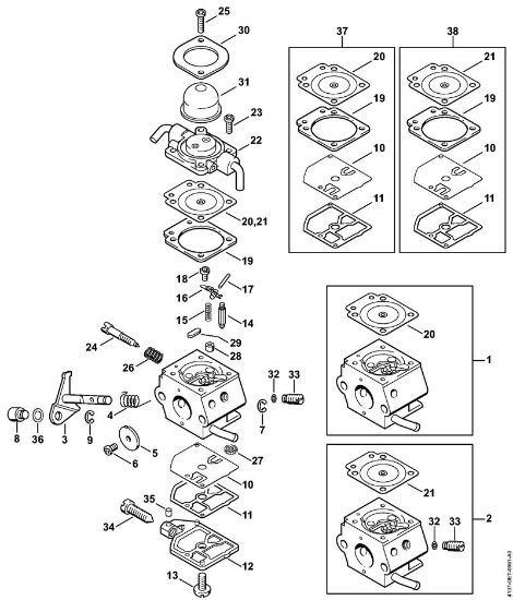 Podadoras (HT) HT 70 Carburador C1Q-S28, C1Q-S41   1 42 812 153 (21.1999) da marca Stihl
