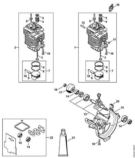 Foices a motor (FS) FS 100 R Cilindro, Tina da cambota da marca Stihl