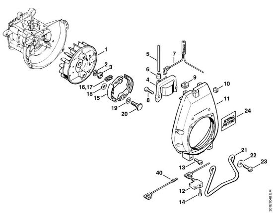 Foices a motor (FS) FS 106 Sistema de ignição, Embreagem da marca Stihl