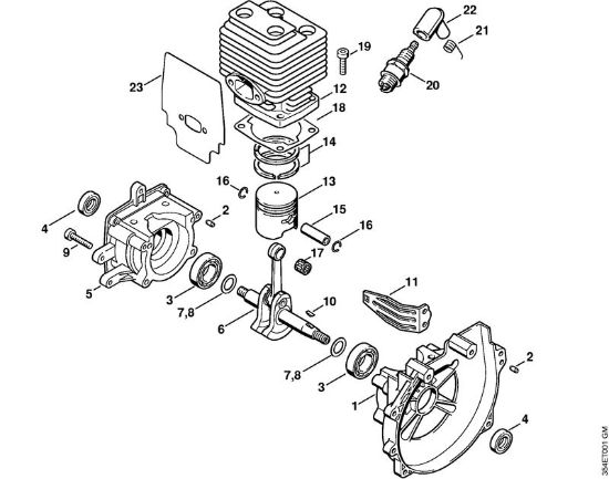 Foices a motor (FS) FS 108 Caixa da cambota, Cilindro da marca Stihl