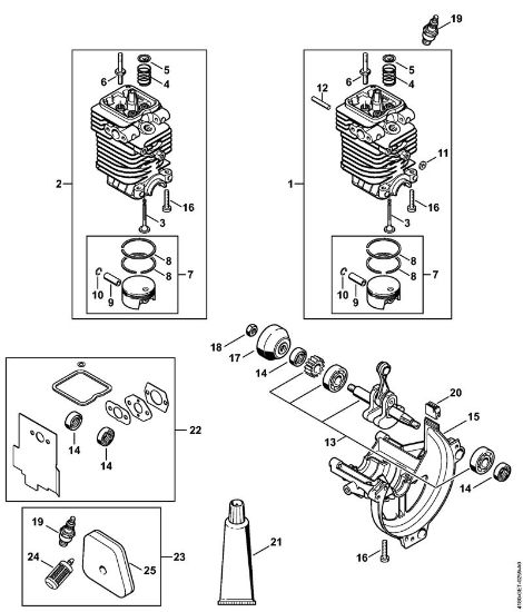 Foices a motor (FS) FS 110 RX-Z Cilindro, Tina da cambota da marca Stihl