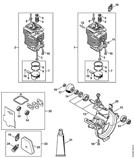 Foices a motor (FS) FS 110 RX-Z Cilindro, Tina da cambota da marca Stihl