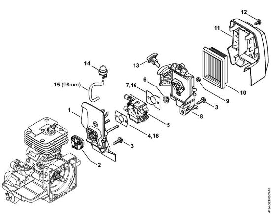 Foices a motor (FS) FS 120 2-MIX Caixa do carburador, Filtro de ar 2-MIX da marca Stihl