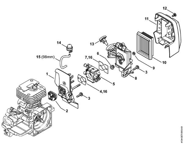 Foices a motor (FS) FS 120 2-MIX Caixa do carburador, Filtro de ar 2-MIX da marca Stihl